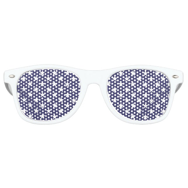 White Stars Patriotic American Flag Pattern Retro Sunglasses (Front)