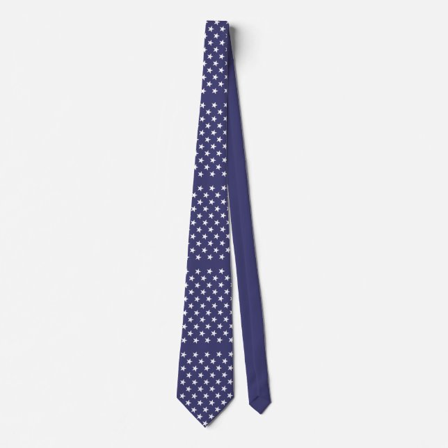 White Stars Patriotic American Flag Pattern Tie (Front)