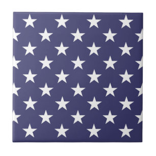 White Stars Patriotic American Flag Pattern Tile