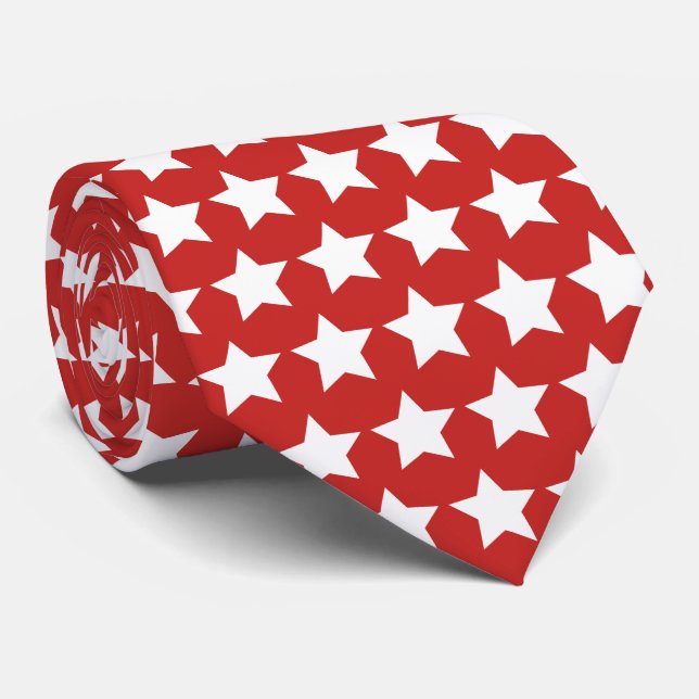 White Stars Pattern | Red Tie (Rolled)