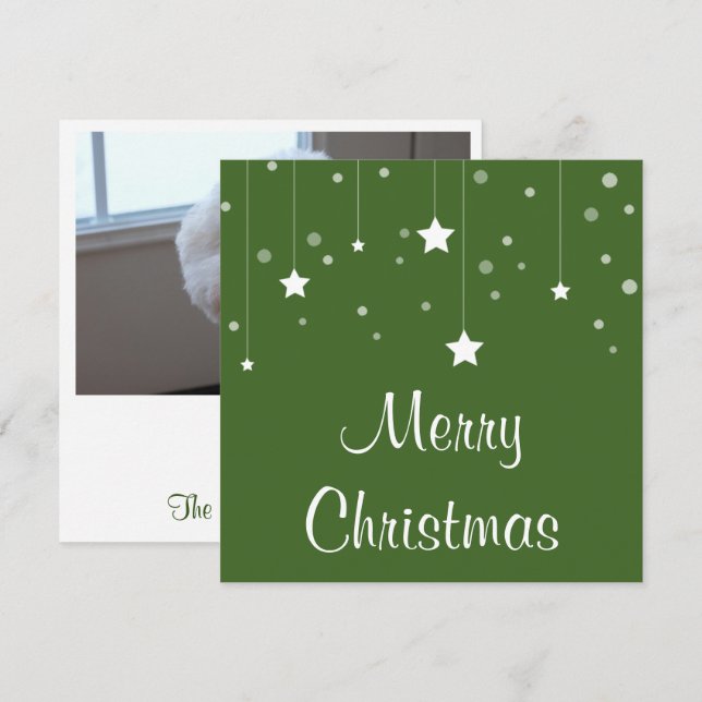 White Stars Photo Christmas Card (Front/Back)