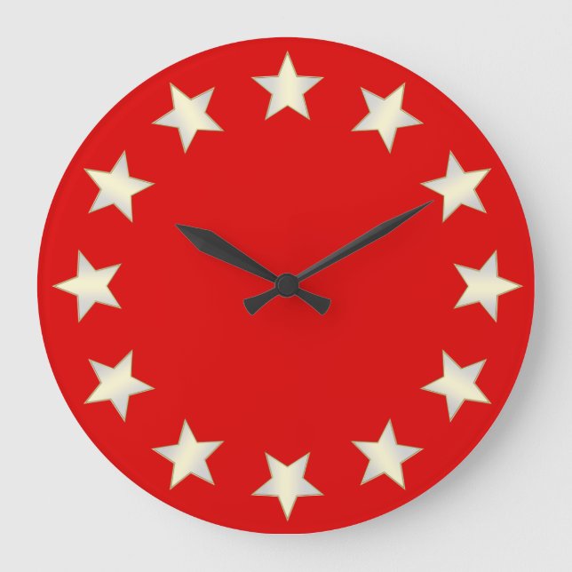 White Stars Red Background Clock (Front)