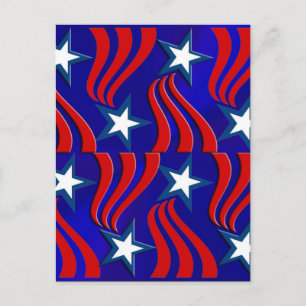 White Stars, Red Stripes and Blue Background Postcard