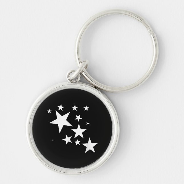 White Stars Star-Pattern-Design Costume Gift Key Ring (Front)