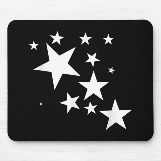 White Stars Star-Pattern-Design Costume Gift Mouse Mat (Front)