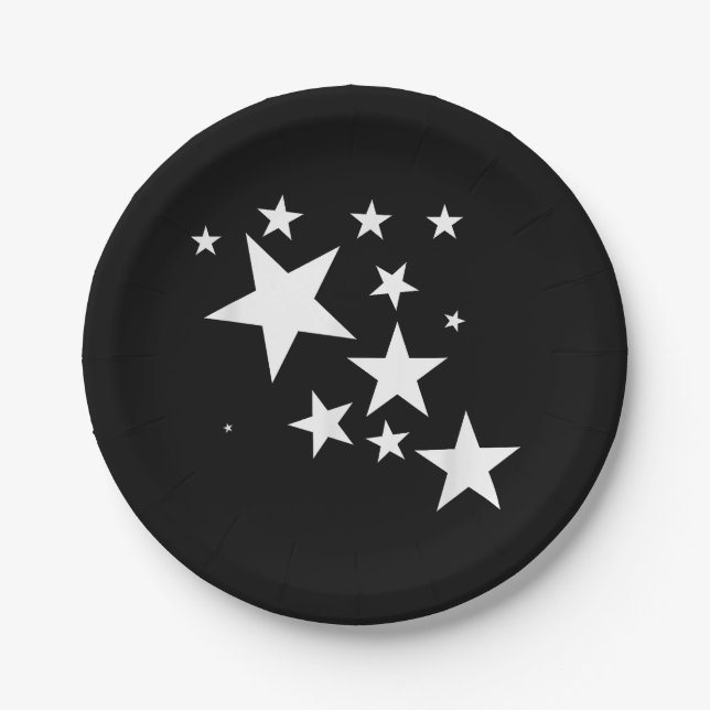 White Stars Star-Pattern-Design Costume Gift Paper Plate (Front)