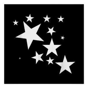 White Stars Star-Pattern-Design Costume Gift Poster