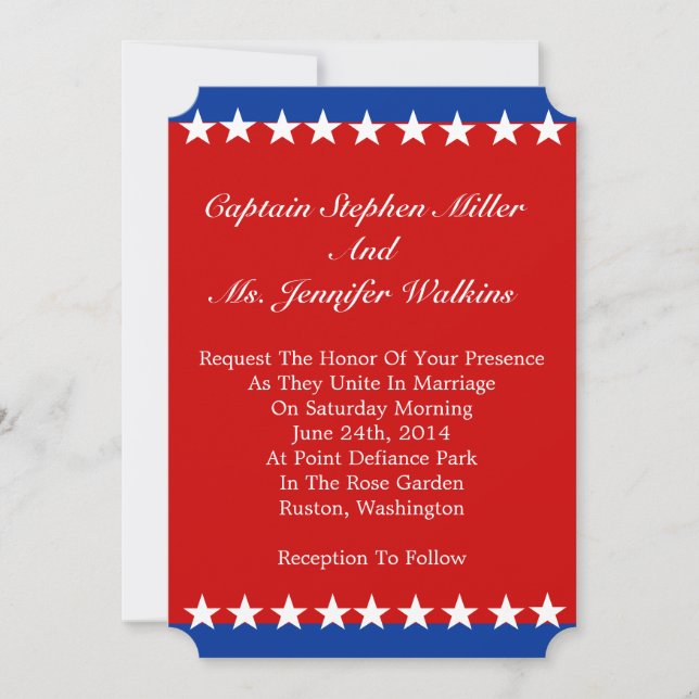 White Stars Wedding Invitation (Front)