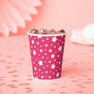 White Stars with Editable Background Colour Paper Cups
