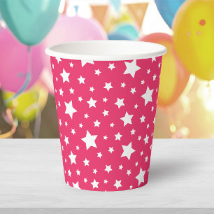White Stars with Editable Background Colour Paper Cups