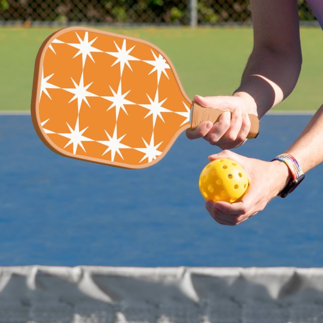 White stars with orange background - Personalise Pickleball Paddle (Insitu)