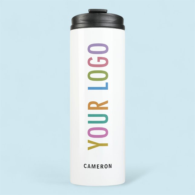 White Steel Drink Tumbler Company Logo 12 oz (MISOOK White Thermal Tumbler with Logo and Name)