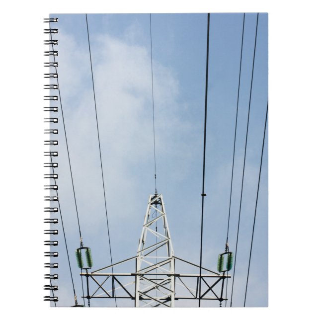 WHITE STEEL ELECTRIC POST UNDER WHITE CLOUDS NOTEBOOK (Front)