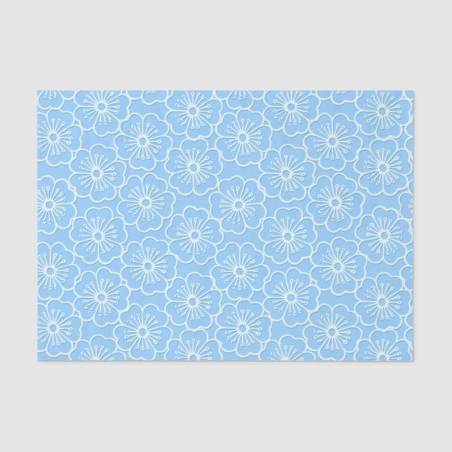 White stencil hibiscus floral tissue paper (Front)