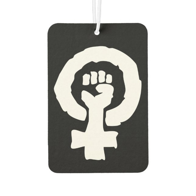White stencil Universal Female symbol on Black Car Air Freshener (Back)