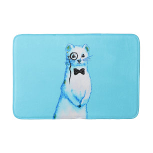 White Stoat Ermine Cute Ferret Lover Art Bath Mat
