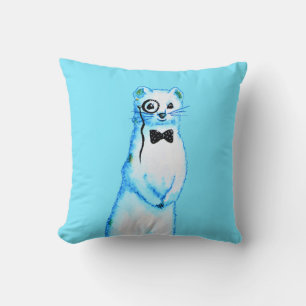 White Stoat Ermine Cute Ferret Lover Art Cushion