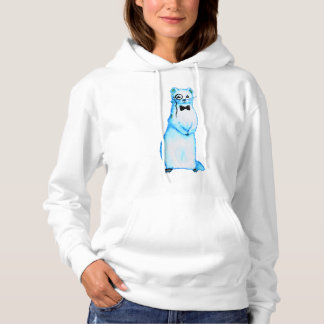 White Stoat Ermine Cute Ferret Lover Art Hoodie
