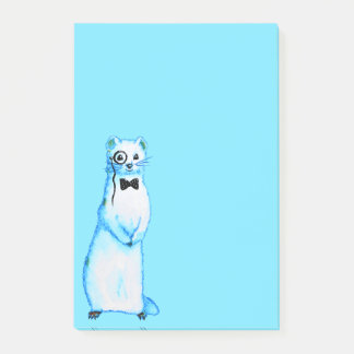 White Stoat Ermine Cute Ferret Lover Art Post-it Notes
