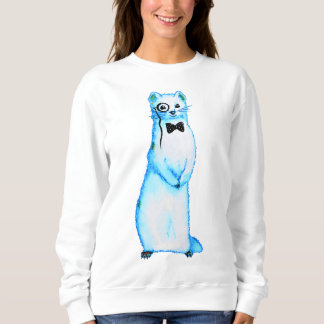 White Stoat Ermine Cute Ferret Lover Art Sweatshirt