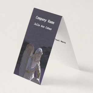 White Stone Christian Praying Angel Statue Purple Business Card