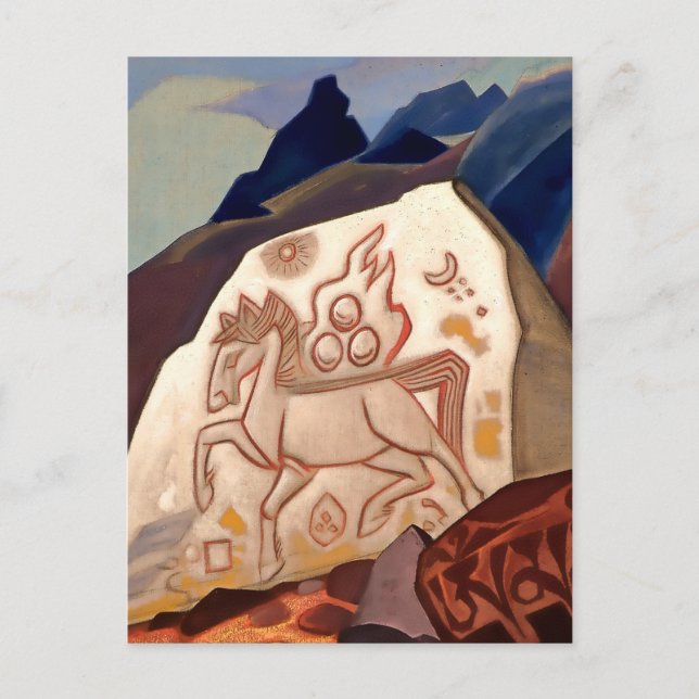 “White Stone - Horse of Happiness” by Nicholas Roe Postcard (Front)