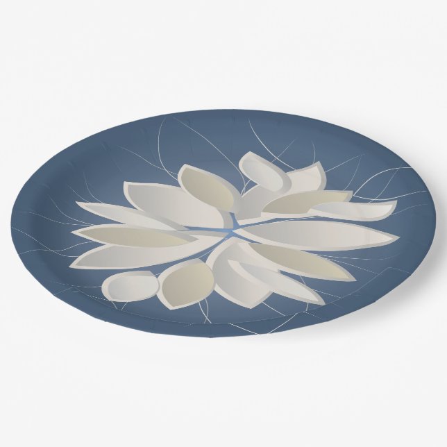 white stone petals paper plate (Angled)