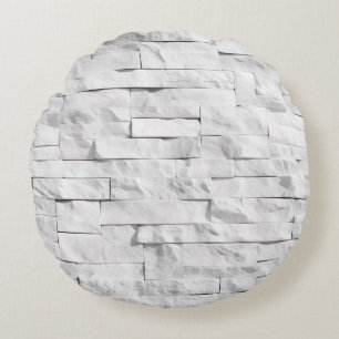 White Stone Textures Design Series 1 Round Cushion