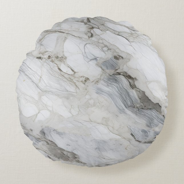 White Stone Textures Design Series 4 Round Cushion (Front)