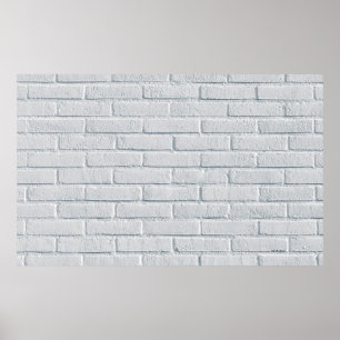 White stone wall bricks pattern poster