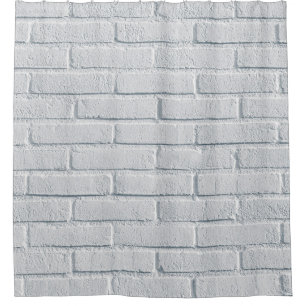 White stone wall bricks pattern shower curtain