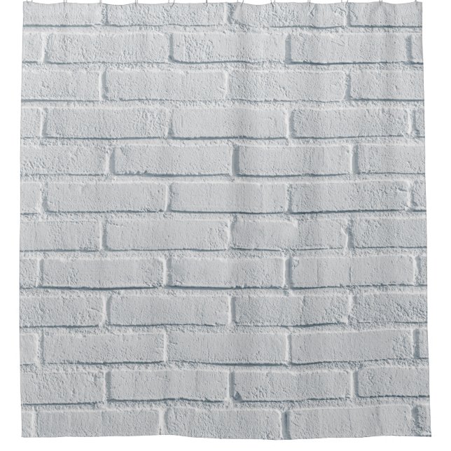 White stone wall bricks pattern shower curtain (Front)