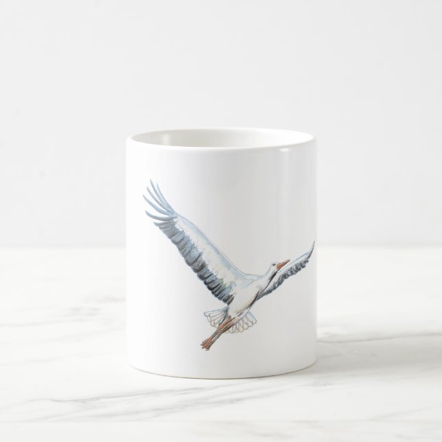 White stork flying   coffee mug (Center)