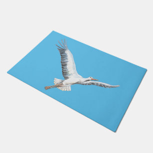 White stork flying  doormat