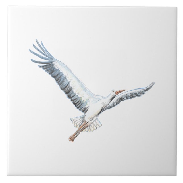White stork flying  tile (Front)