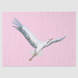 White stork flying tissue paper