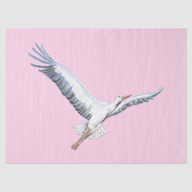 White stork flying   tissue paper (Front)