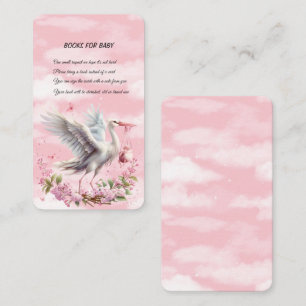 White Stork Pink Baby Girl Book Request Enclosure Card