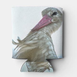 White Stork With Incredulous Expression Animal Art Can Cooler