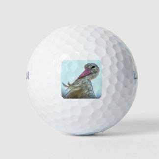 White Stork With Incredulous Expression Animal Art Golf Balls