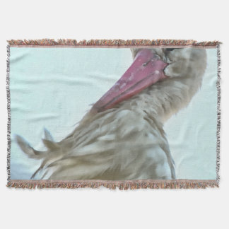 White Stork With Incredulous Expression Animal Art Throw Blanket