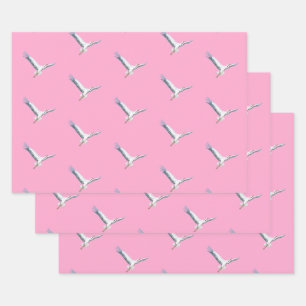 White storks flying  wrapping paper sheet