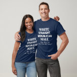 White Straight Republican and Male T-Shirt<br><div class="desc">White Straight Republican and Male T-Shirt, 
funny saying humour T-Shirt,  Great shirt for any republicans and, or conservatives out there. Funny,  sarcastic joke shirt meant to be taken as a joke.</div>