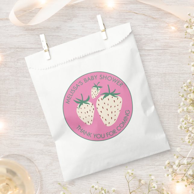 White Strawberry Cute Pineberry BABY SHOWER Custom Favour Bags (Clipped)