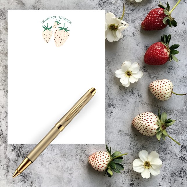 White Strawberry Cute Pineberry CUSTOM  Thank You Card (White Strawberry Cute Pineberry CUSTOM Thank You Card
)