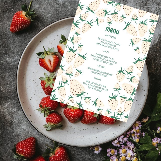 White Strawberry Cute Pineberry HAND DRAWN CUSTOM  Menu (White Strawberry Cute Pineberry HAND DRAWN CUSTOM Menu
)