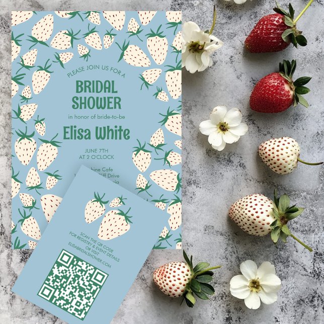 White Strawberry Pineberry BRIDAL SHOWER QR code Enclosure Card (White Strawberry Pineberry BRIDAL SHOWER QR code Enclosure Card
)