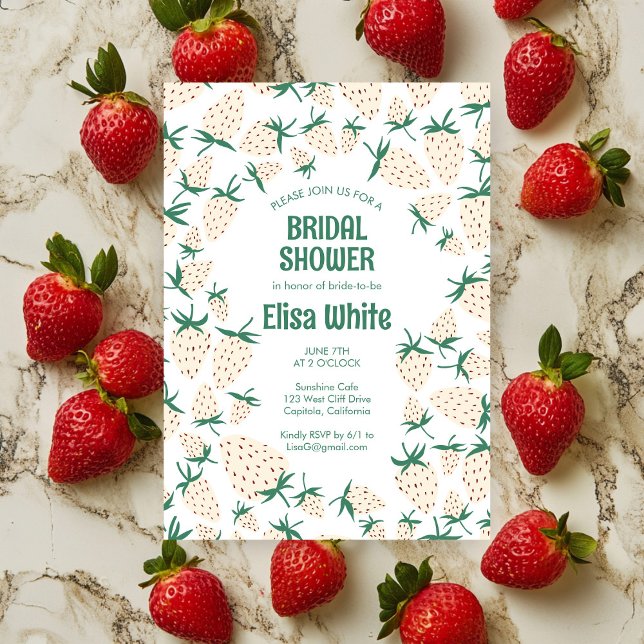 White Strawberry Pineberry CUSTOM Bridal Shower Invitation (White Strawberry Pineberry CUSTOM Bridal Shower Invitation
)