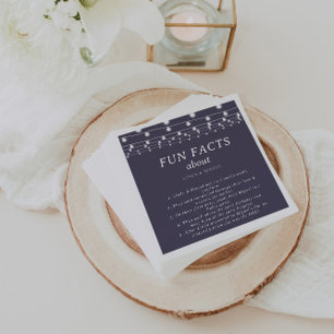 White String Lights Trivia Fun Facts Wedding  Napkin