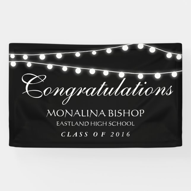 White String Of Lights Congratulations Graduate Banner (Horizontal)